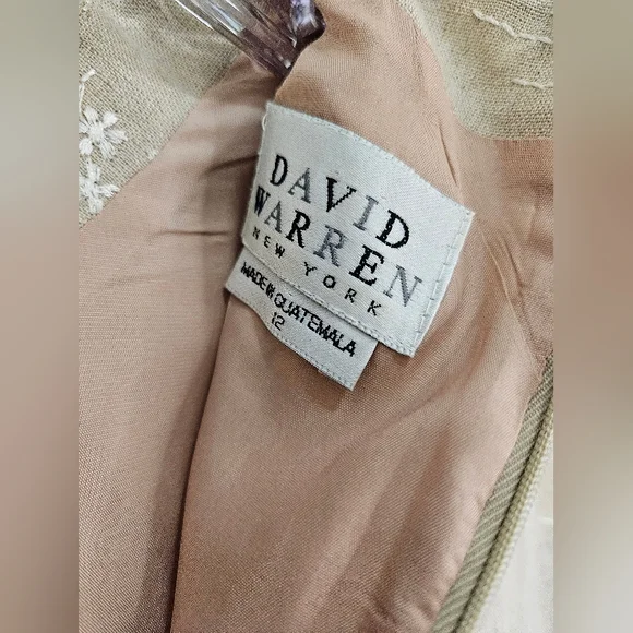 Elegant Tan Midi Dress with Floral Accents - Picture 8 of 12